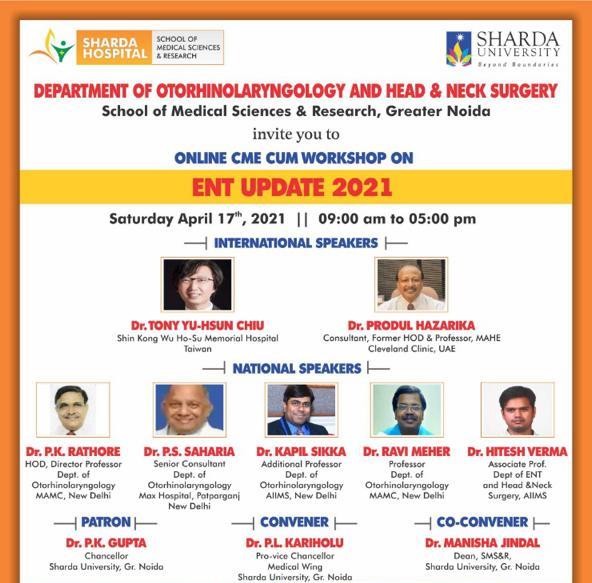 SMSR Organized Online CME Cum Workshop on &quot;ENT UPDATE 2021&quot;