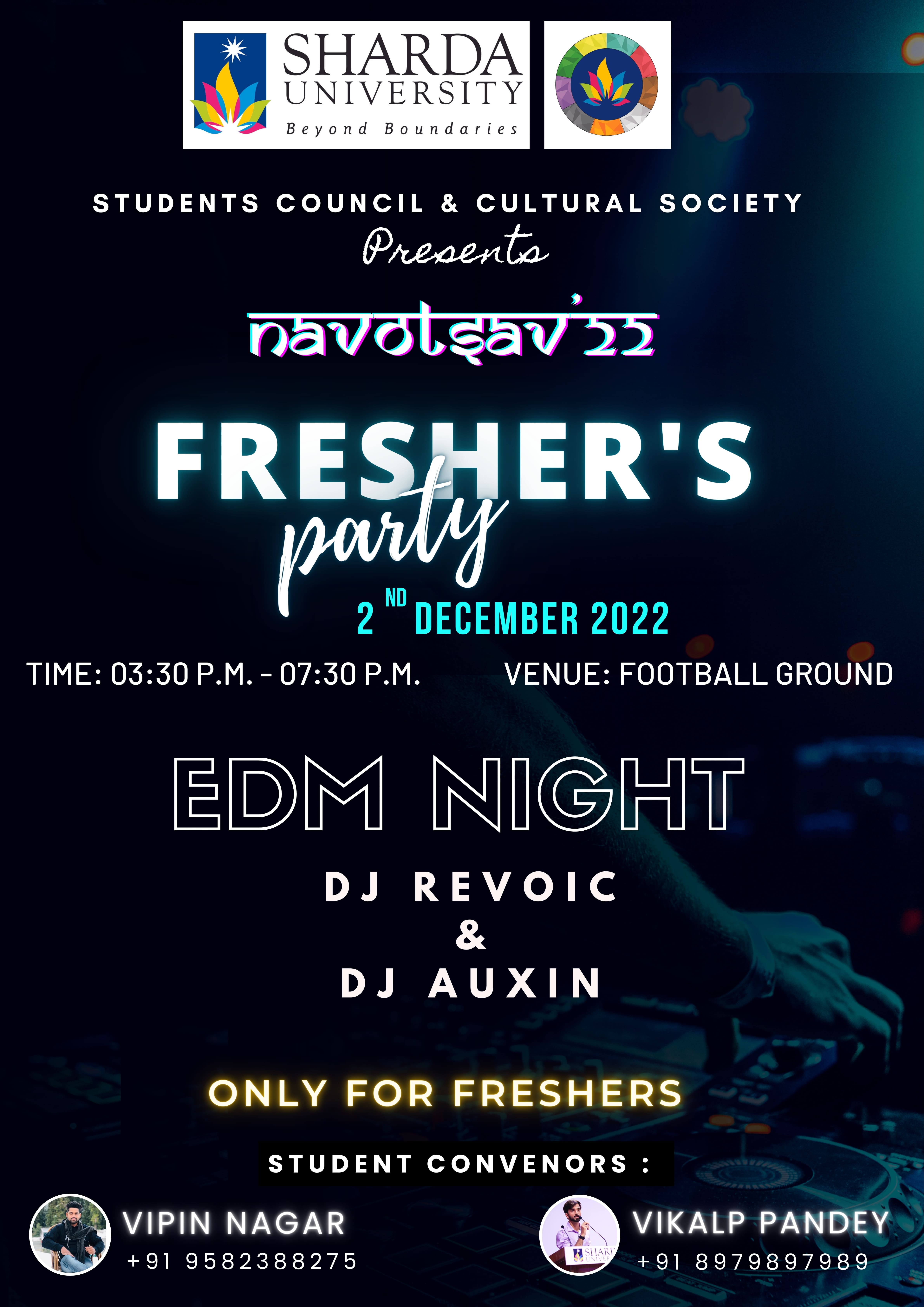 Sharda University is organizing Celebrity Night Navotsav 22 Freshers Party on 3rd December 2022