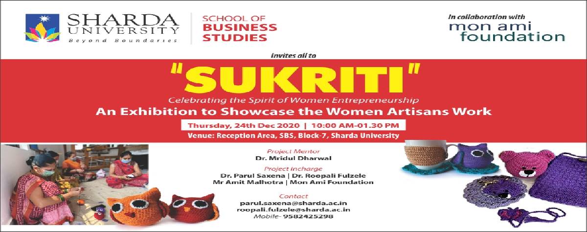 Sukriti  Celebrating Spirit of Women Entrepreneurship An Exhibition to Showcase the Women Artisans Work on 24th Dec 2020