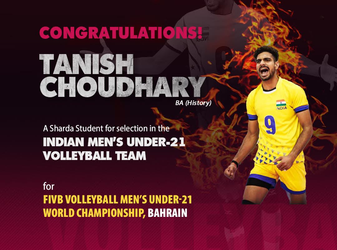 Congratulations Tanish Choudhary, A Sharda Student for selection in the Indian Mens Under-21 Volleyball Team.